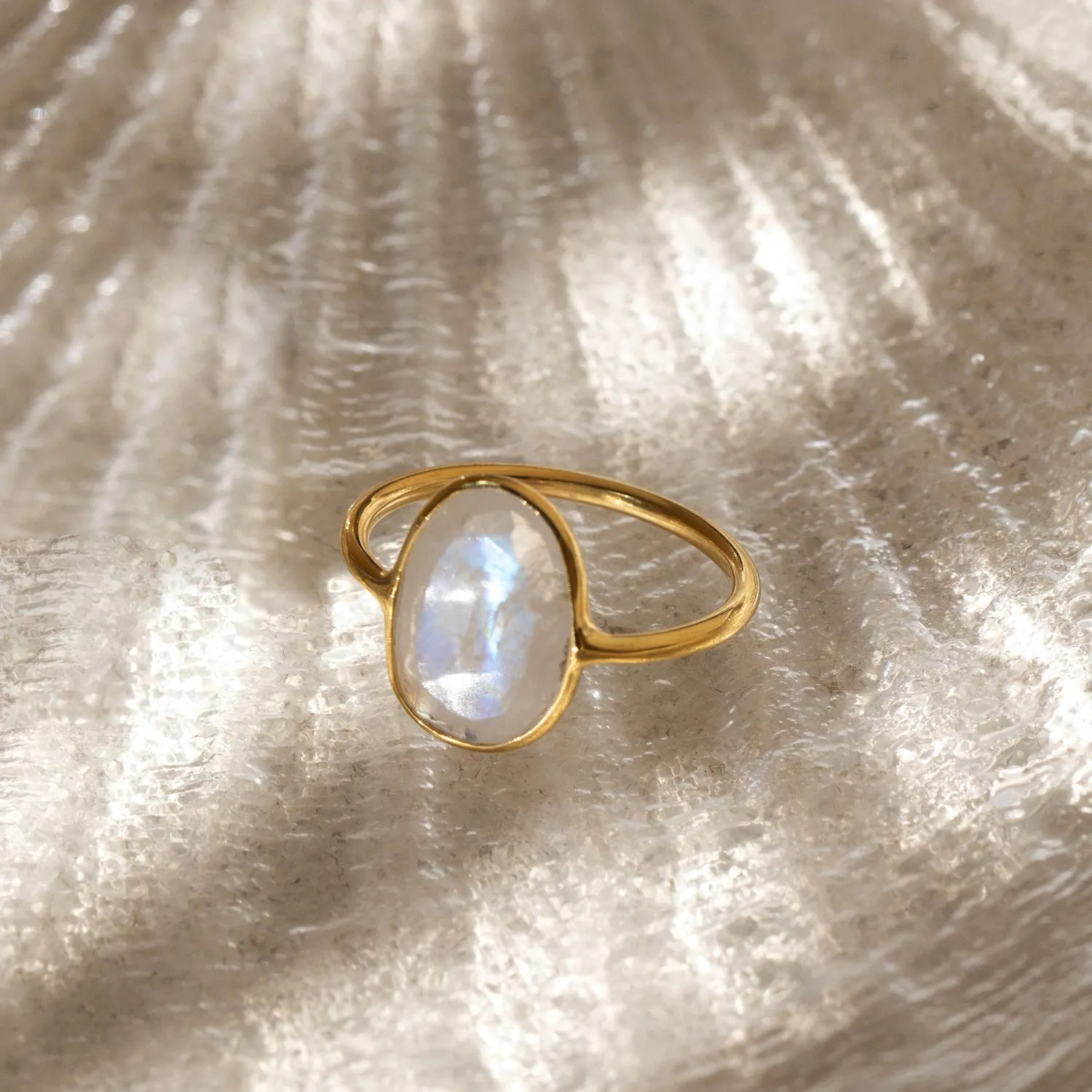 Selena Slice Ring | 10k Gold & Moonstone