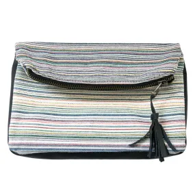 Striped Canvas Clutch Bag