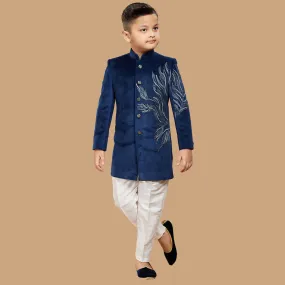 Stylish Royal Blue Velvet Indowetsern for Kids