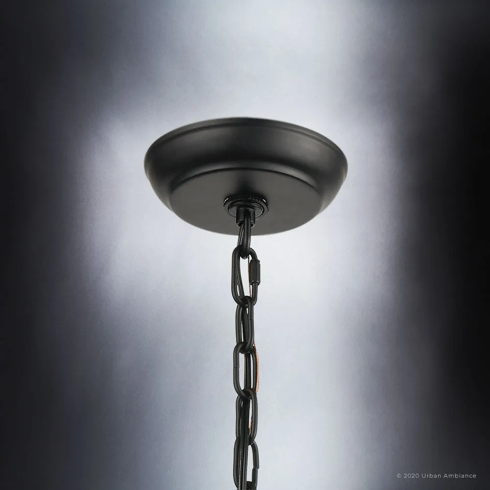 UEX2182 Luxe Industrial Chandelier 20''H x 14''W, Matte Black & Satin Brass Finish, Clayton Collection