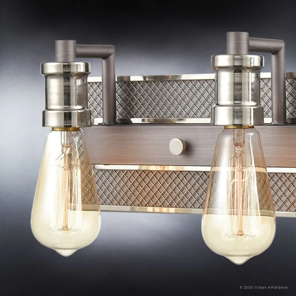 UEX2672 Steampunk Bath Light 7''H x 21''W, Aged Zinc & Polished Nickel Finish, Urbana Collection