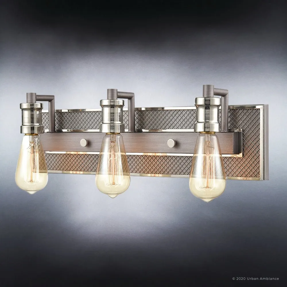 UEX2672 Steampunk Bath Light 7''H x 21''W, Aged Zinc & Polished Nickel Finish, Urbana Collection