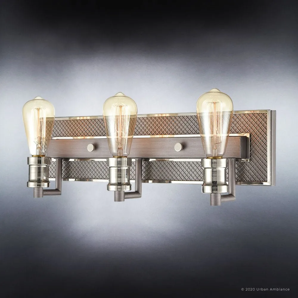 UEX2672 Steampunk Bath Light 7''H x 21''W, Aged Zinc & Polished Nickel Finish, Urbana Collection