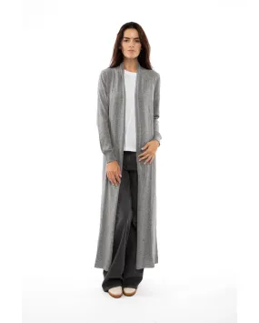 Women's Fine Cashmere Full Length Duster Melange Gray